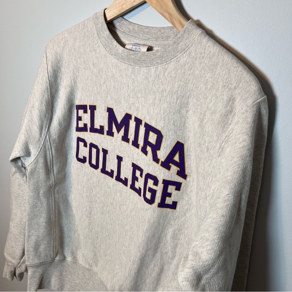 Vintage Elmira College Crewneck Men’s S Gray Champion‎ Sweatshirt Reverse Weave - Picture 3 of 7